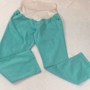 Liz Lange Full Belly Panel Straight Leg Maternity Jeans Size 10 Mint